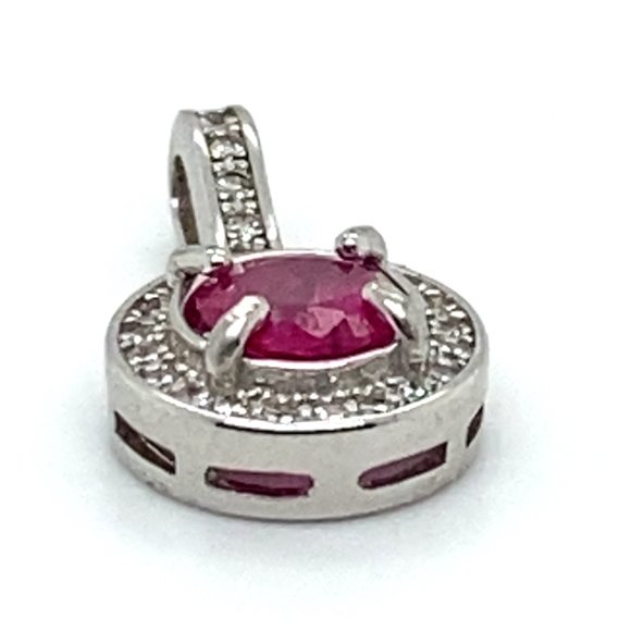 Jegdalek Ruby .50ct White Gold Finish Solid 925 Sterling Silver Pendant - Picture 5 of 8